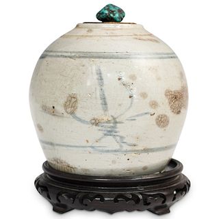 Antique Chinese Stoneware Pottery Ginger Jar