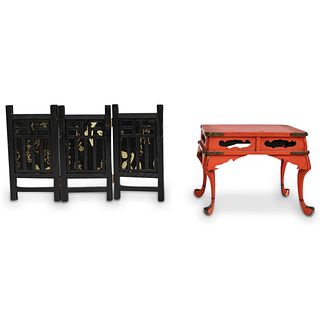 (2 Pc) Chinese Miniature Furniture Grouping