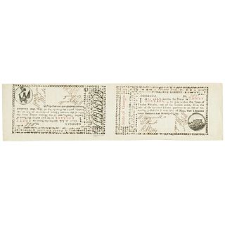 Colonial Currency, GA. May 1778 Unc. Uncut Note Pair $30 Boar + $40 Dove / Sword