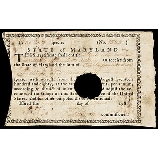 1783 Revolutionary War Maryland 6 Percent Interest Soldiers Payment