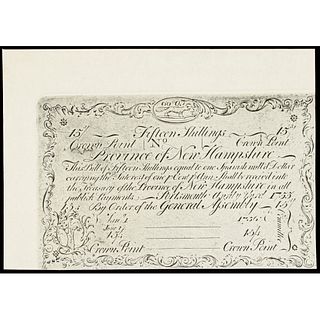 Colonial Currency, NH. April 3, 1755 Cohen Reprint off the Original Plate c 1850