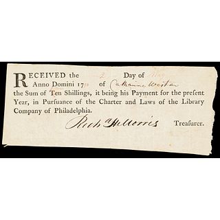 1796-Dated Document 15 Shillings Receipt from the Library Company of Philadelphia