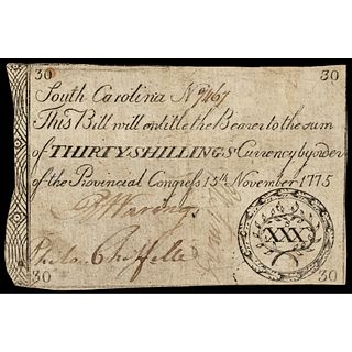Colonial Currency, South Carolina. November 15, 1775. 30s. PMG Choice Fine-15