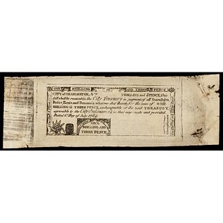 Colonial, Unique! SC. July 6, 1789 1s3d Hemp Rope + Tobacco Specimen Remainder 