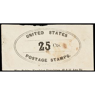 U.S. Postage Stamp Envelope, WM. Robins Excelsior Envelopes 25 Cts. NY Variant
