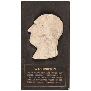 George Washington Bust in Macerated Money Display Mounted on Its Original Card