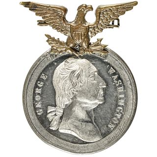 1889 George Washington Inaugural Centennial Medal in White Metal w/Eagle Pinback
