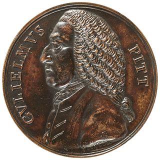c. 1766 William Pitt Medal, Copper Restrike. Betts-516. PCGS Specimen-63