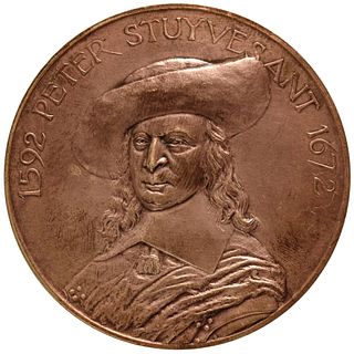 Tiffany + Co., 1907 Kingston, NY. Peter Stuyvesant, Bronze Commemorative Medal 