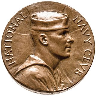 c. 1923 National Navy Club Medal in Bronze Unlisted Size Ch. About Uncirculated