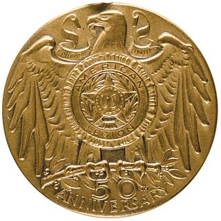 American Legion 50th Anniversary Medal with Silk Ribbon by Medallic Art Co.