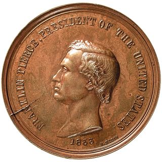 1853 Franklin Pierce Indian Peace Medal Julian IP-33 Rare 62mm Mint State