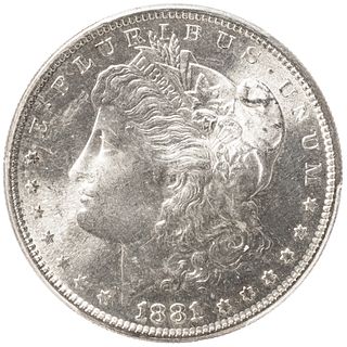 GEM 1881-S Morgan Silver Dollar, PCGS graded Mint State 65 Plus