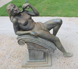 Vintage Life Size Bronze Sculpture Of A Reclining