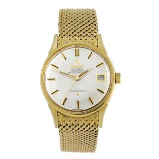 OMEGA - a gentleman's Constellation bracelet watch. 18ct yellow gold case, hallmarked Birmingham 196
