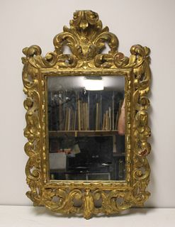 Antique Continental Giltwood Mirror.