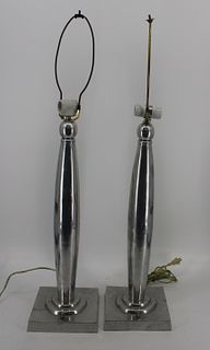 A Pair Of Art Deco Style Alluminium Lamps.