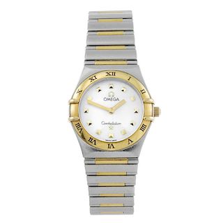 OMEGA - a lady's Constellation My Choice bracelet watch. Stainless steel case with yellow metal chap