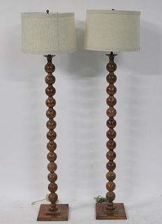 A Pair Of Patinated Metal Standing Lamps.
