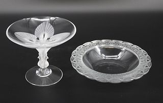 Lalique France Signed Bowl & Tazza.