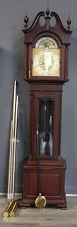 Antique Mahogany Tallcase Clock With 5 Tubes &