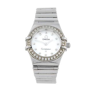 OMEGA - a lady's Constellation My Choice bracelet watch. Stainless steel case with factory diamond s