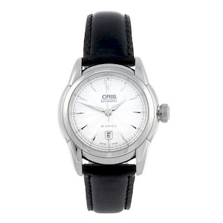 ORIS - a mid-size Artelier Date wrist watch. Stainless steel case with exhibition case back. Referen