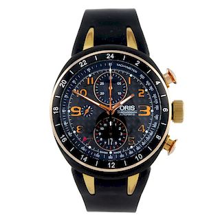 ORIS - a gentleman's TT3 Chronograph Second Time Zone wrist watch. Titanium case with calibrated bez