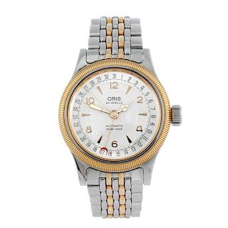 ORIS - a gentleman's Big Crown bracelet watch. Stainless steel case with gold plated bezel and exhib