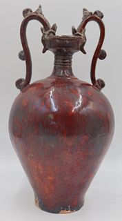 Tang Style Stoneware Vase with Dragon Handles.