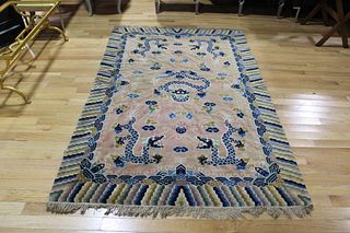 Art Deco Finely Hand Woven Chinese Dragon Carpet.