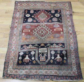 Antique  And Finely Hand Woven Caucasian? Carpet.