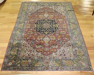 Vintage And Finely Hand Woven Pictorial Carpet.