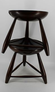 Pair Of Sergio Rodrigues Style Wood Stools.
