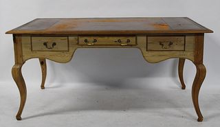 Antique Provincial French Pine Leathertop Desk.