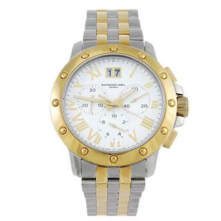 RAYMOND WEIL - a gentleman's Tango chronograph bracelet watch. Stainless steel case with gold plated