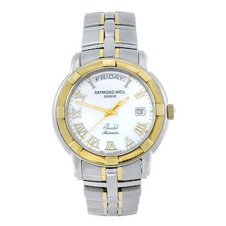 RAYMOND WEIL - a gentleman's Parsifal bracelet watch. Stainless steel case with gold plated bezel. R