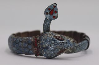 JEWELRY. Mexican Sterling & Enamel Snake Bracelet.