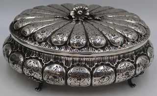 SILVER. Italian .800 Silver Floral Hinged Box.