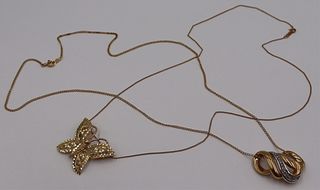 JEWELRY. (2) 14kt Gold Pendants and Chains.