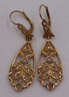 JEWELRY. Pr of 14kt Gold and Diamond Earrings.