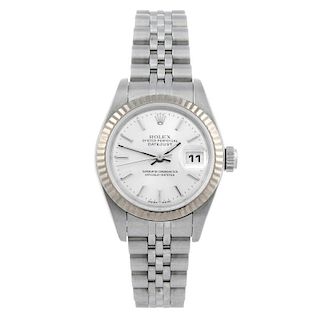 ROLEX - a lady's Oyster Perpetual Datejust bracelet watch. Circa 2003. Stainless steel case with whi