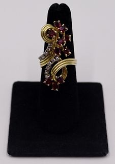 JEWELRY. 14kt Gold, Diamond and Colored Gem Ring.