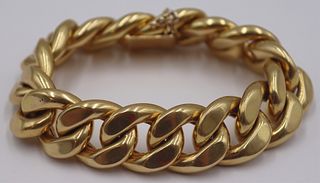JEWELRY. Italian 18kt Gold Cuban Link Bracelet.