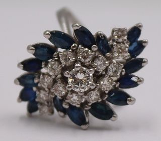 JEWELRY. 14kt Gold, Diamond and Sapphire Ring.