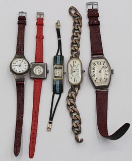 JEWELRY. Grouping of (5) Vintage Silver Watches.