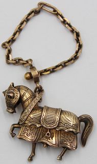 JEWELRY. Articulated Vermeil Barding Horse Fob.