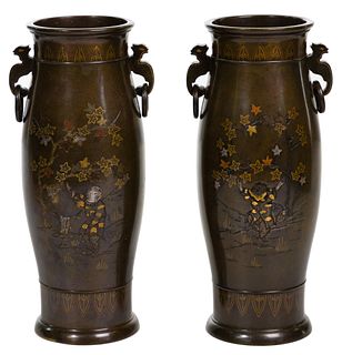 Meiji Style Bronze Vases