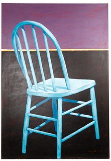 Ray Kobald (Mexican / American, b.1931) 'Turquoise Chair' Acrylic on Canvas