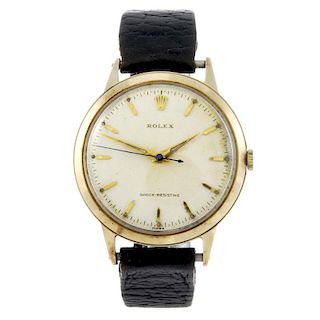 ROLEX - a gentleman's wrist watch. 9ct yellow gold case, hallmarked Birmingham 1954. Numbered 13874,